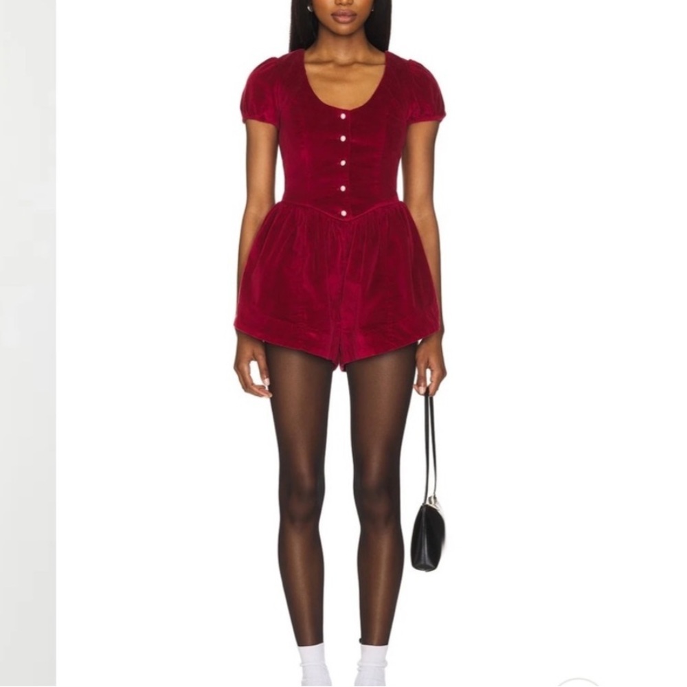 Free People Silver Bells Velvet Romper